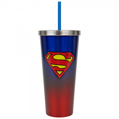 Superman Symbol Stainless Steel Travel Mug with Straw